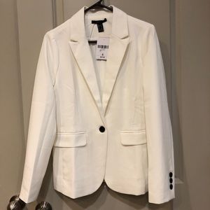 NWT White One Button Boyfriend Blazer
